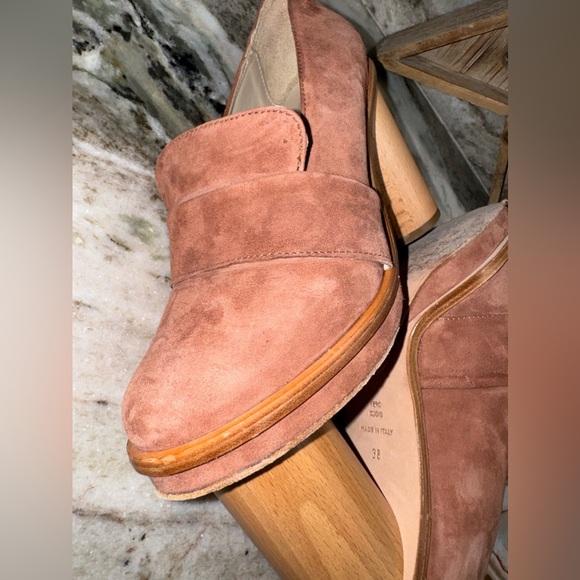 Anthropologie OUIGAL Suede Platform Loafer Heel 38 - Picture 5 of 13